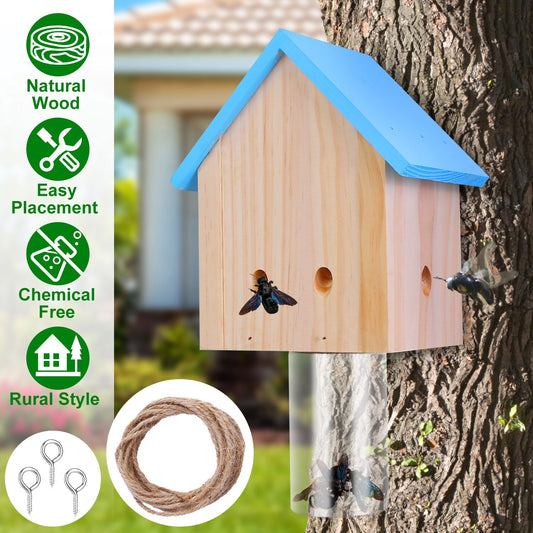 Wood Carpenter Bee Trap Outdoor Natural Pine Wood Outdoor Hanging Wooden Bee Trap For Outside Patio Deck Eave Fence