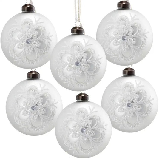 D3.9 Christmas Ball Ornaments, Glass Decorative Hanging Ball Christmas Tree Ornaments For Holiday Party Decorations, Set Of 6