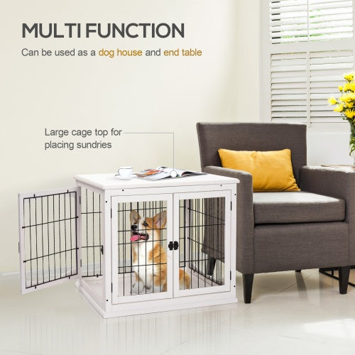 Small Kennel End Table With Two Open Sides And Lockable Door