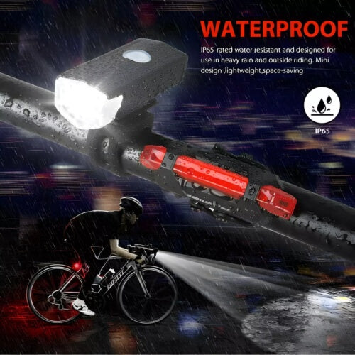 2 Sets USB Rechargeable LED Bicycle Headlight Bike Front Rear Lamp Cycling US