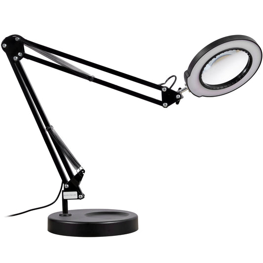 VEVOR Magnifying Glass With Light And Stand, 5X Magnifying Lamp, Glass Lens, Base And Clamp 2-in-1 Desk Magnifier With Light, 64 LED Lights 5 Color Modes, For Close Work Reading Repair Crafts