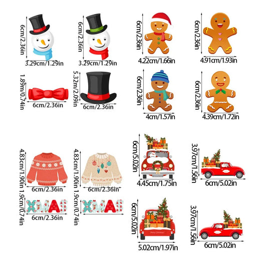 24PCS Christmas Banner Paper Christmas Sign Garland Gingerbread Man Snowman Hanging Christmas Bunting Garland For Christmas Party Decorations Xmas Holiday Home Decor