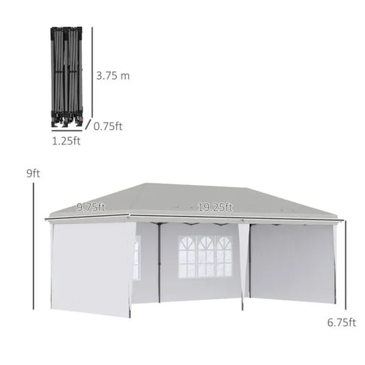 10' X 20' Pop Up Canopy Party Tent With 4 Sidewalls , White-AS