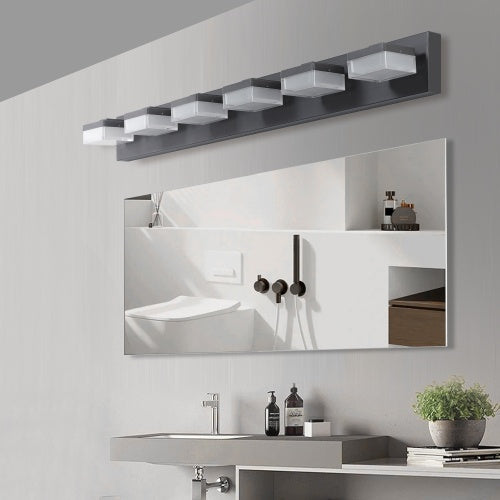 Modern 6 Lights Black LED Makeup Mirror Fixtures For Bathroom And Vanity Unavailable Platforms